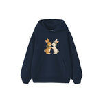 Two small rabbits touching noses Çocuk Hoodie — Lacivert — ön görünüm