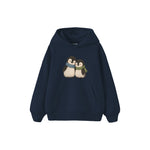 Two penguin chicks leaning together Çocuk Hoodie — Lacivert — ön görünüm