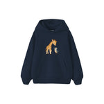 Giraffe and small bird saying hello Çocuk Hoodie — Lacivert — ön görünüm