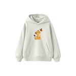 Lion cub and butterfly Çocuk Hoodie — Beyaz — ön görünüm