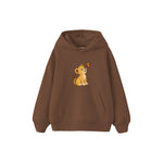 Lion cub and butterfly Çocuk Hoodie — Kahverengi — ön görünüm