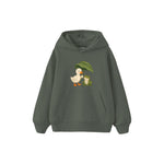 Duck and frog sharing a leaf umbrella Çocuk Hoodie — Antrasit — ön görünüm
