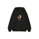 Fox on roller skates wearing a helmet Çocuk Hoodie — Siyah — ön görünüm