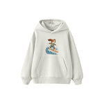 Dog surfing on a small wave Çocuk Hoodie — Beyaz — ön görünüm