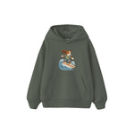 Dog surfing on a small wave Çocuk Hoodie — Antrasit — ön görünüm