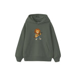 Lion playing a tiny acoustic guitar Çocuk Hoodie — Antrasit — ön görünüm