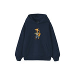 Giraffe playing a saxophone Çocuk Hoodie — Lacivert — ön görünüm