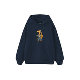 Giraffe playing a saxophone Çocuk Hoodie — Lacivert — ön görünüm