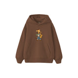 Giraffe playing a saxophone Çocuk Hoodie — Kahverengi — ön görünüm