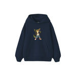 Crocodile holding a microphone like a rock singer Çocuk Hoodie — Lacivert — ön görünüm