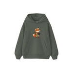 Fox with explorer backpack and binoculars Çocuk Hoodie — Antrasit — ön görünüm