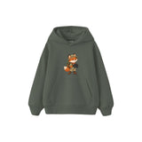 Fox with explorer backpack and binoculars Çocuk Hoodie — Antrasit — ön görünüm