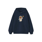 Bear astronaut floating with one star Çocuk Hoodie — Lacivert — ön görünüm