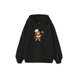 Lion chef tossing a pancake Çocuk Hoodie — Siyah — ön görünüm