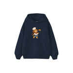 Lion chef tossing a pancake Çocuk Hoodie — Lacivert — ön görünüm