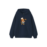 Lion chef tossing a pancake Çocuk Hoodie — Lacivert — ön görünüm