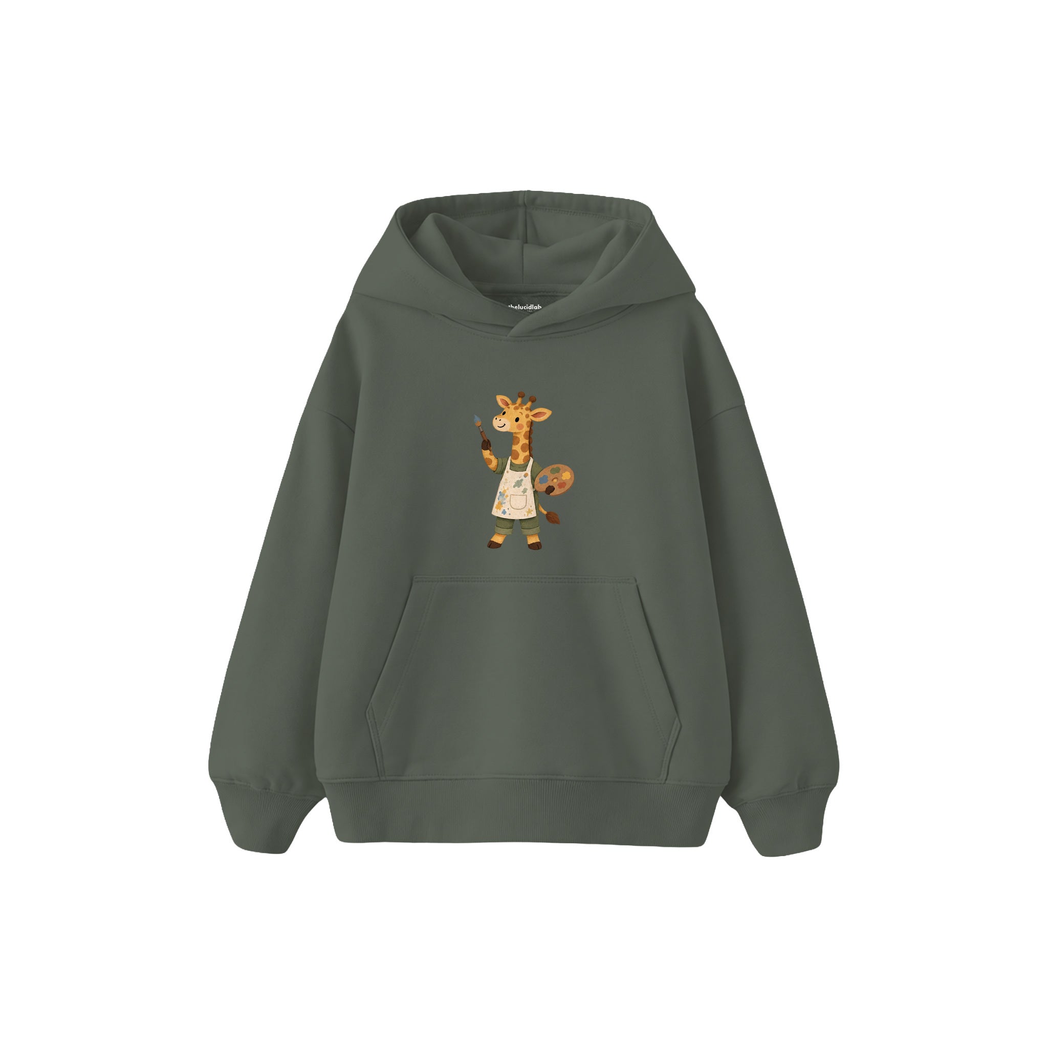 Giraffe artist holding a paintbrush Çocuk Hoodie — Antrasit — ön görünüm