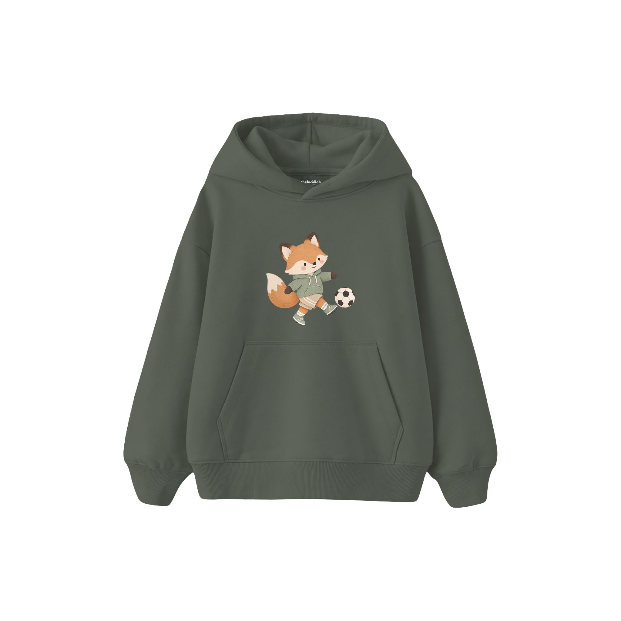 Fox kicking a football Çocuk Hoodie — Antrasit — ön görünüm