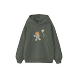 Bear flying a kite Çocuk Hoodie — Antrasit — ön görünüm