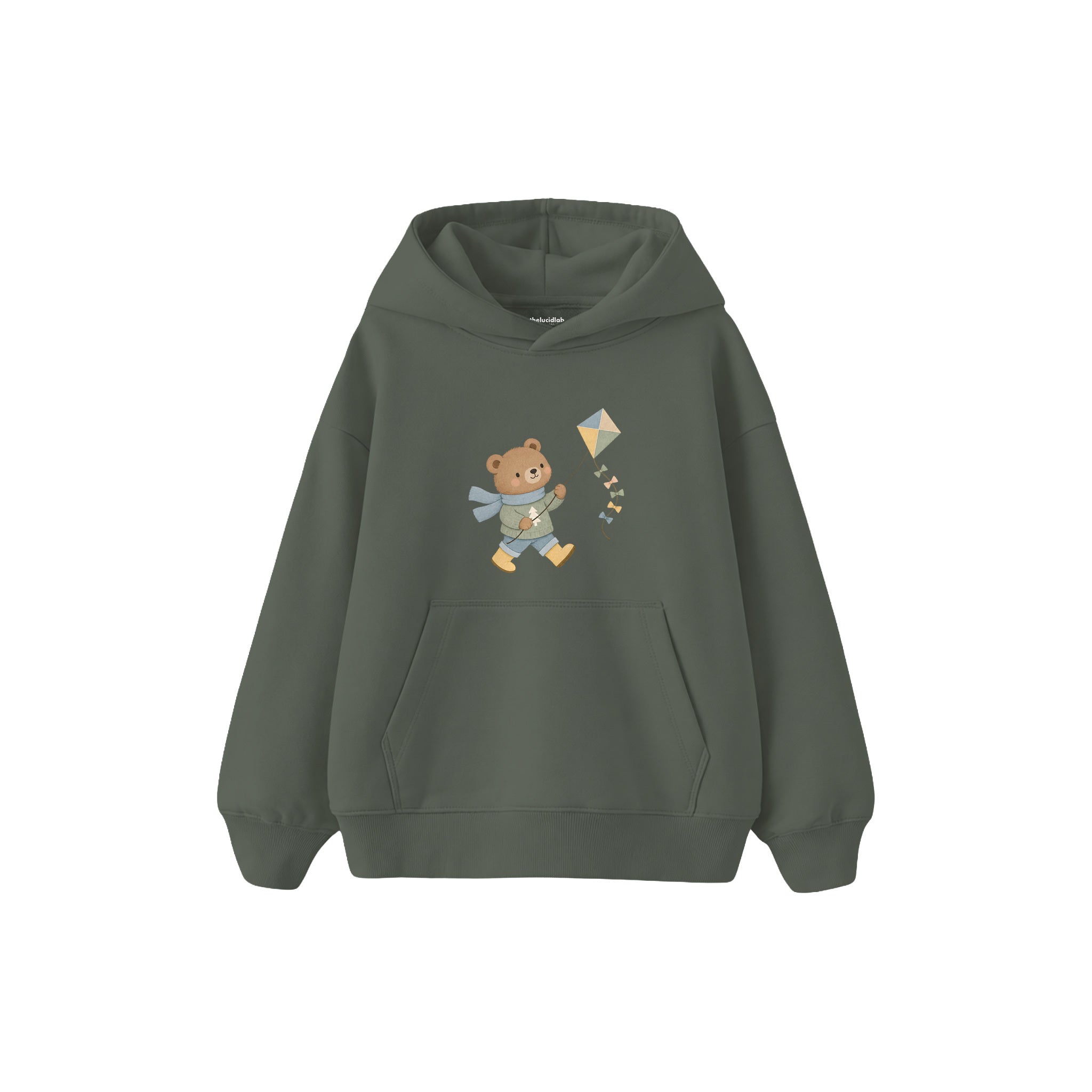 Bear flying a kite Çocuk Hoodie — Antrasit — ön görünüm