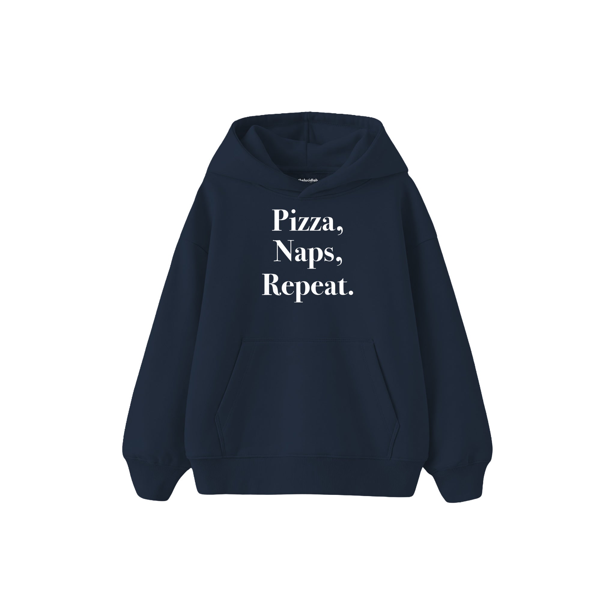 Pizza Naps Repeat Çocuk Hoodie — Lacivert — ön görünüm