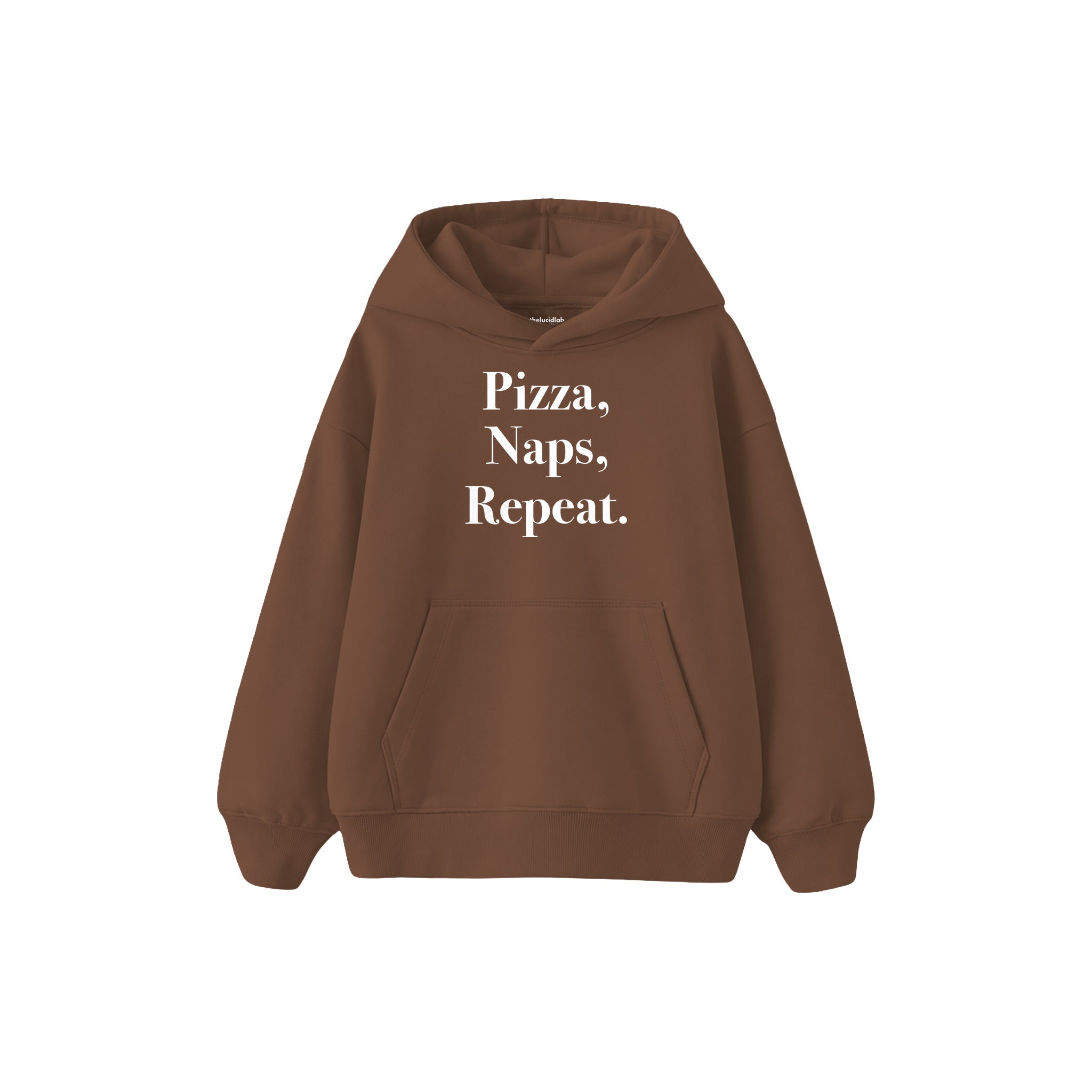 Pizza Naps Repeat Çocuk Hoodie — Kahverengi — ön görünüm