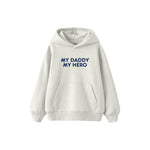 MY DADDY MY HERO Çocuk Hoodie — Beyaz — ön görünüm