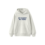 MY DADDY MY HERO Çocuk Hoodie — Beyaz — ön görünüm