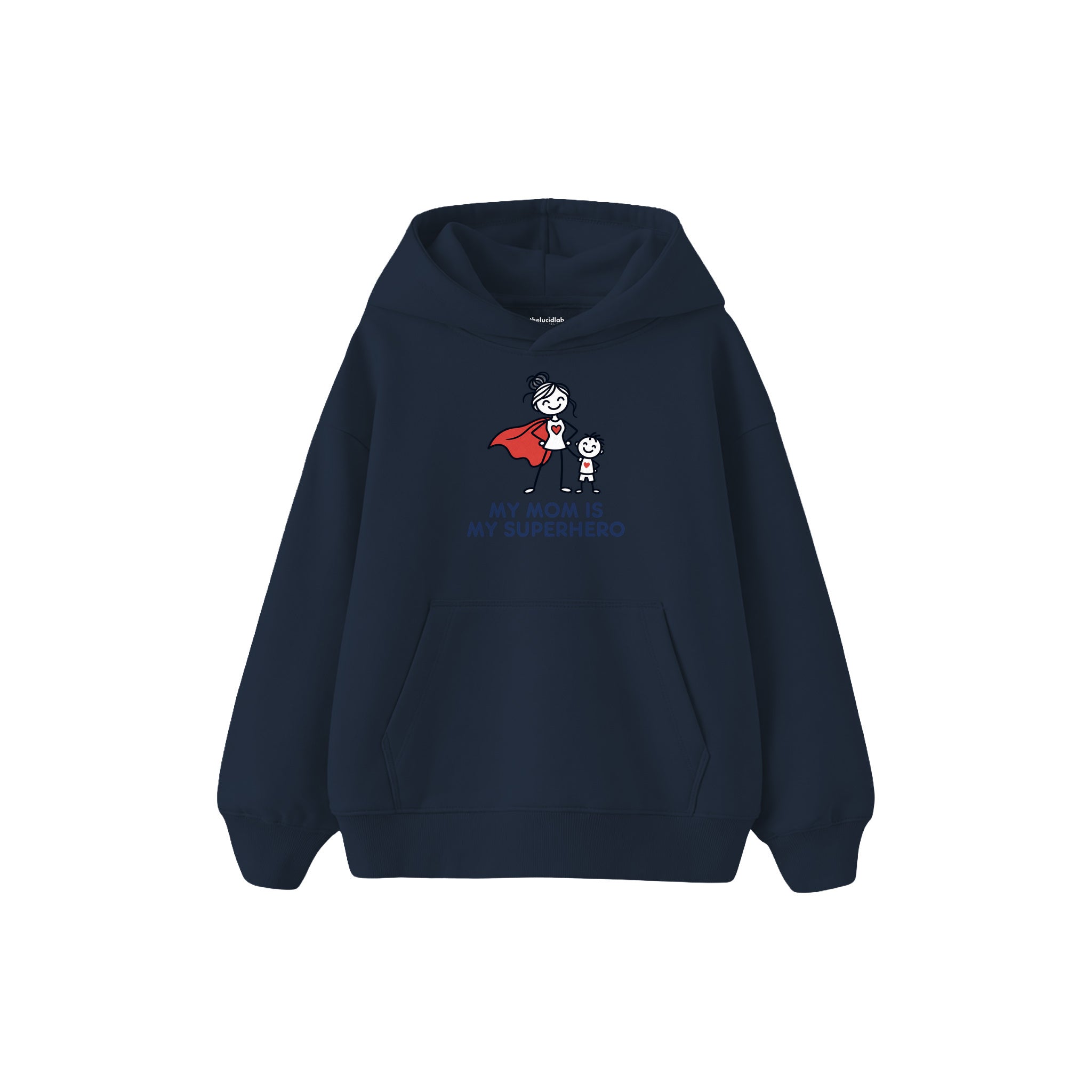 MY MOM IS MY SUPERHERO Çocuk Hoodie — Lacivert — ön görünüm
