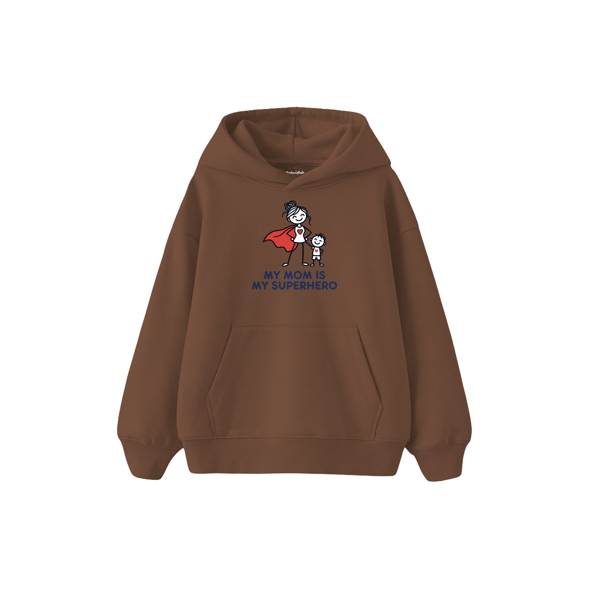 MY MOM IS MY SUPERHERO Çocuk Hoodie — Kahverengi — ön görünüm