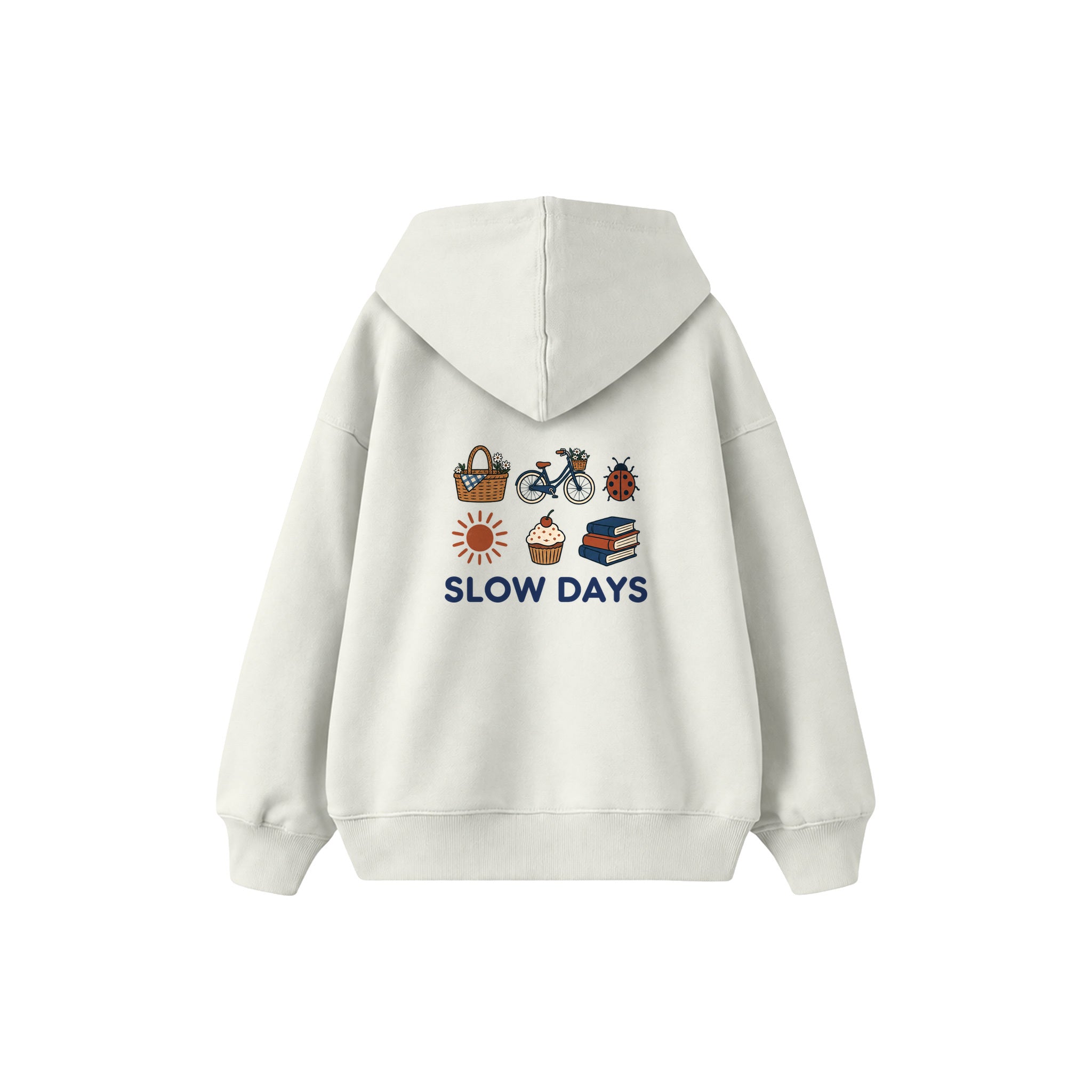 Slow Days Çocuk Hoodie — Beyaz — arka görünüm