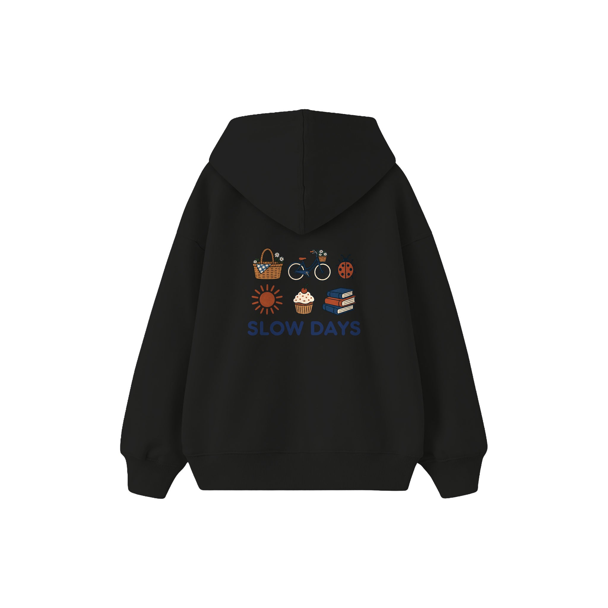 Slow Days Çocuk Hoodie — Siyah — arka görünüm