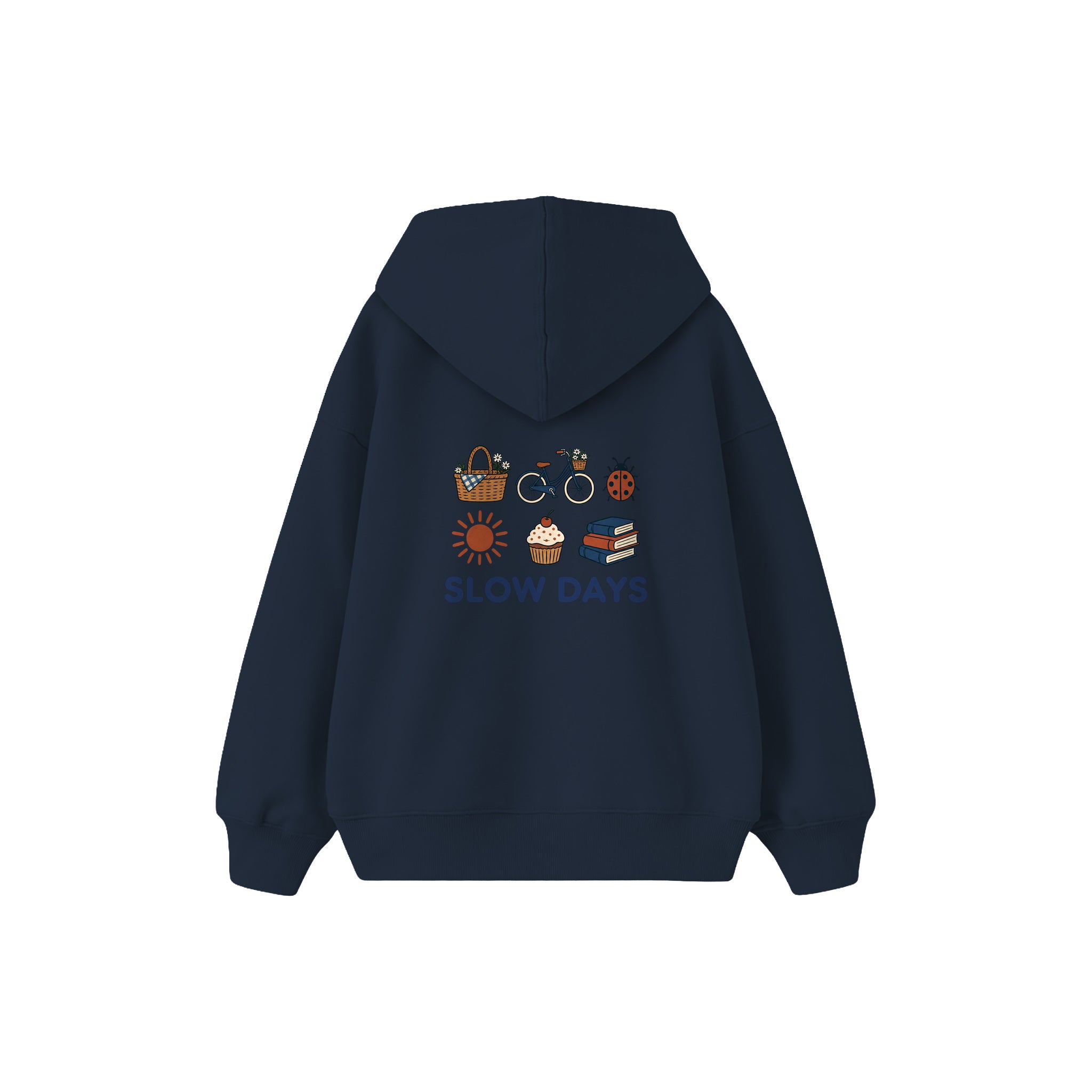 Slow Days Çocuk Hoodie — Lacivert — arka görünüm