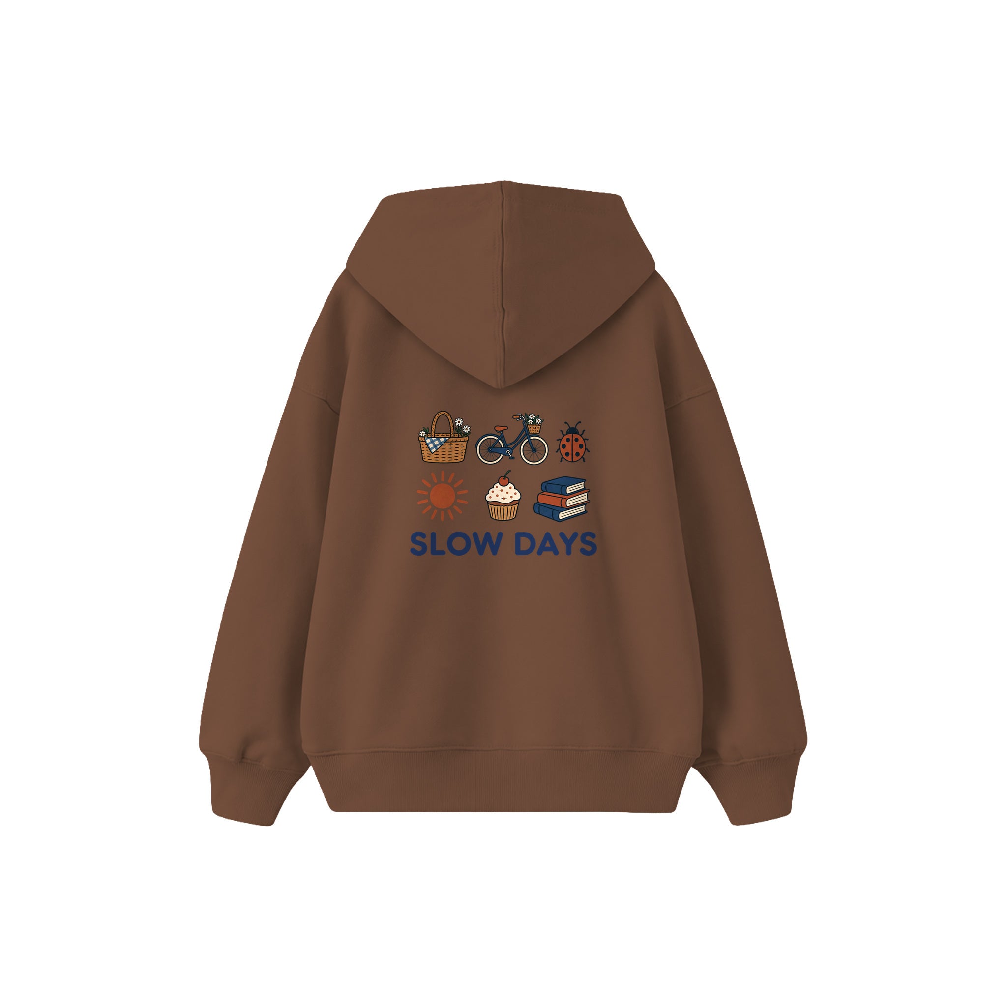 Slow Days Çocuk Hoodie — Kahverengi — arka görünüm