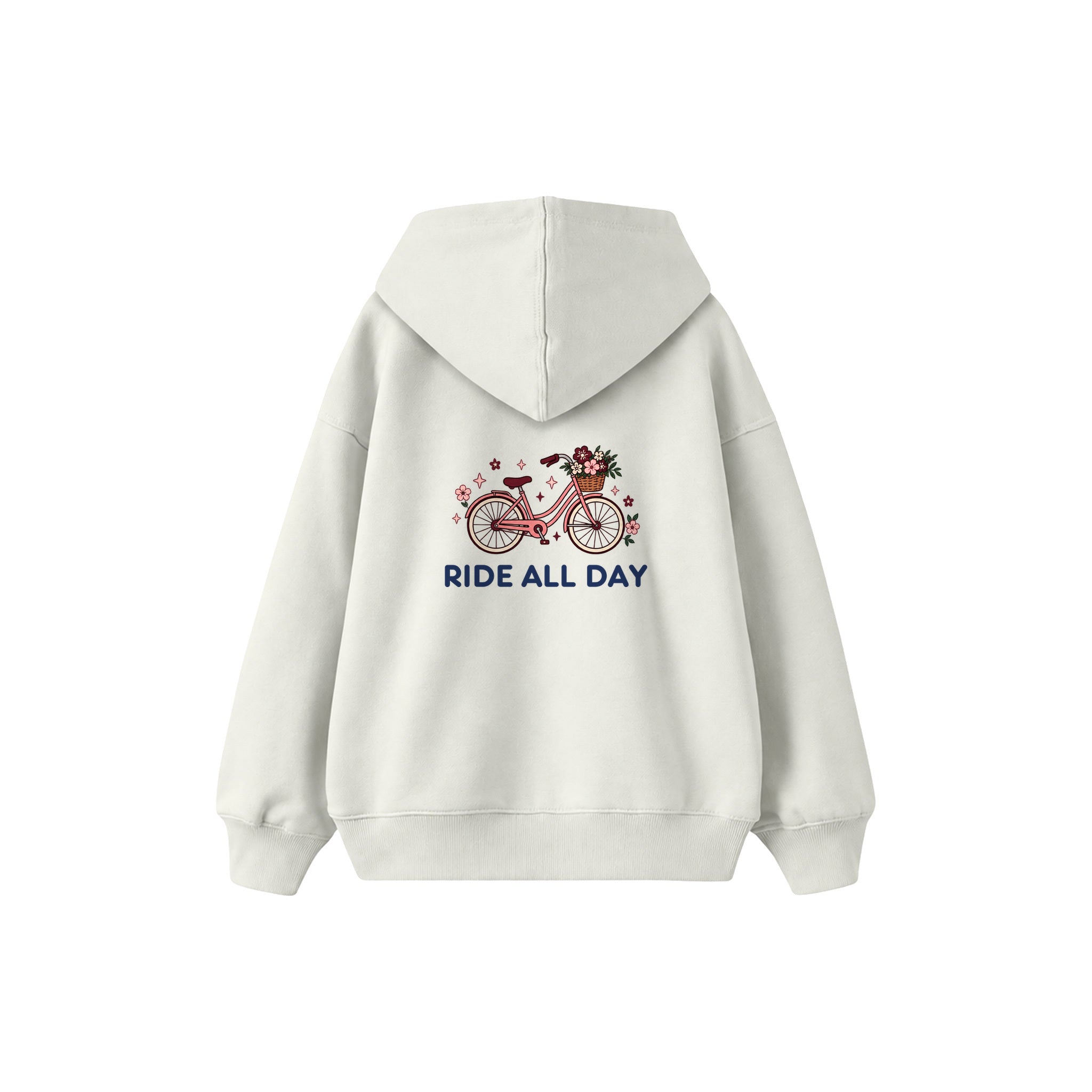 Ride All Day Çocuk Hoodie — Beyaz — arka görünüm