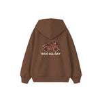 Ride All Day Çocuk Hoodie — Kahverengi — arka görünüm
