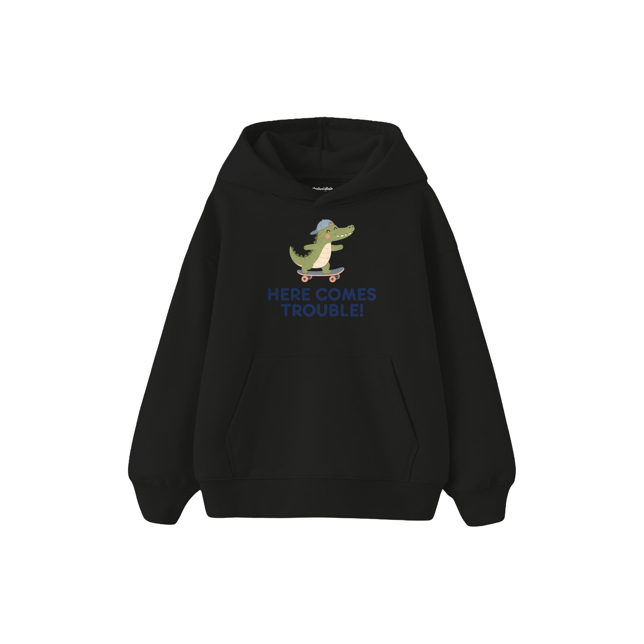 Skater Crocodile Çocuk Hoodie — Siyah — ön görünüm