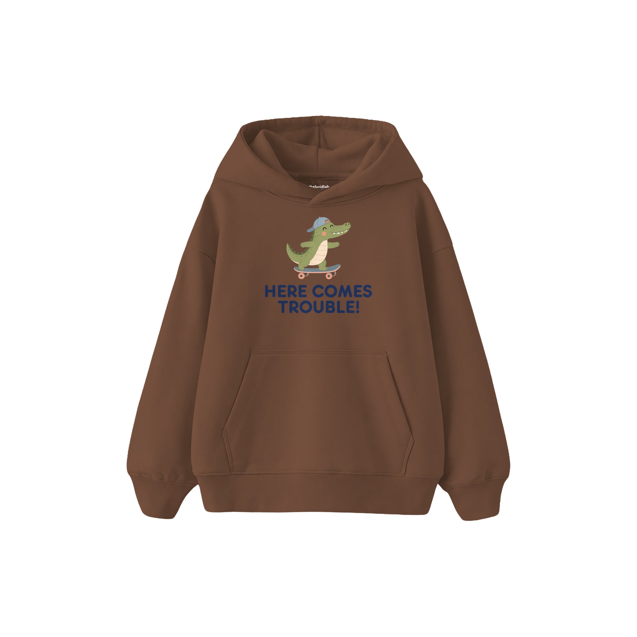 Skater Crocodile Çocuk Hoodie — Kahverengi — ön görünüm