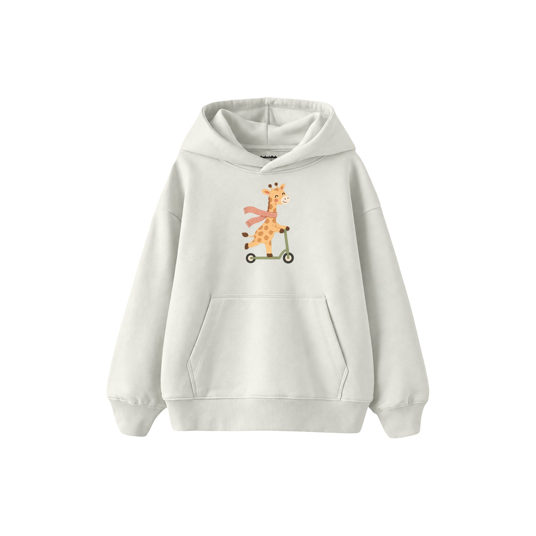 Scooter Giraffe Çocuk Hoodie — Beyaz — ön görünüm
