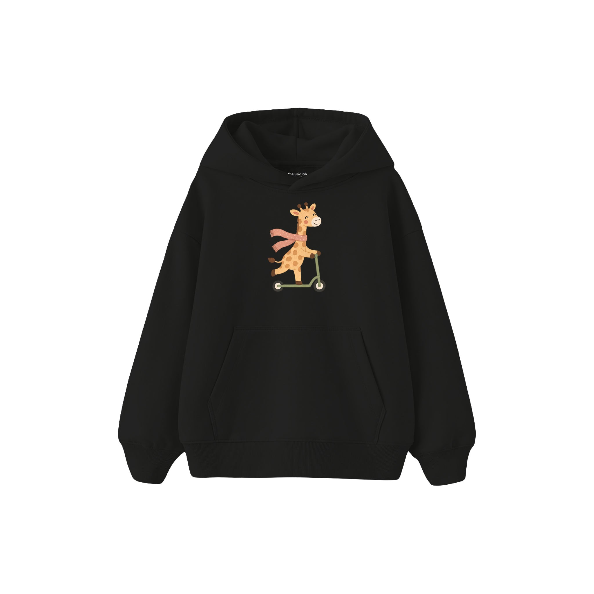 Scooter Giraffe Çocuk Hoodie — Siyah — ön görünüm