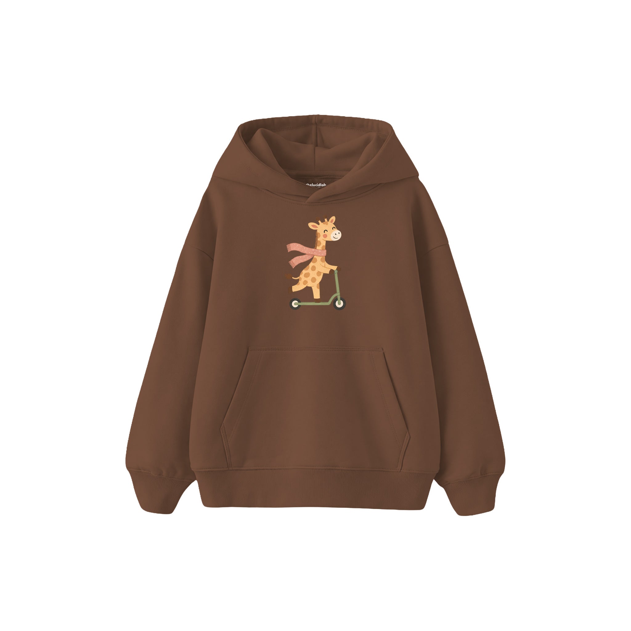Scooter Giraffe Çocuk Hoodie — Kahverengi — ön görünüm