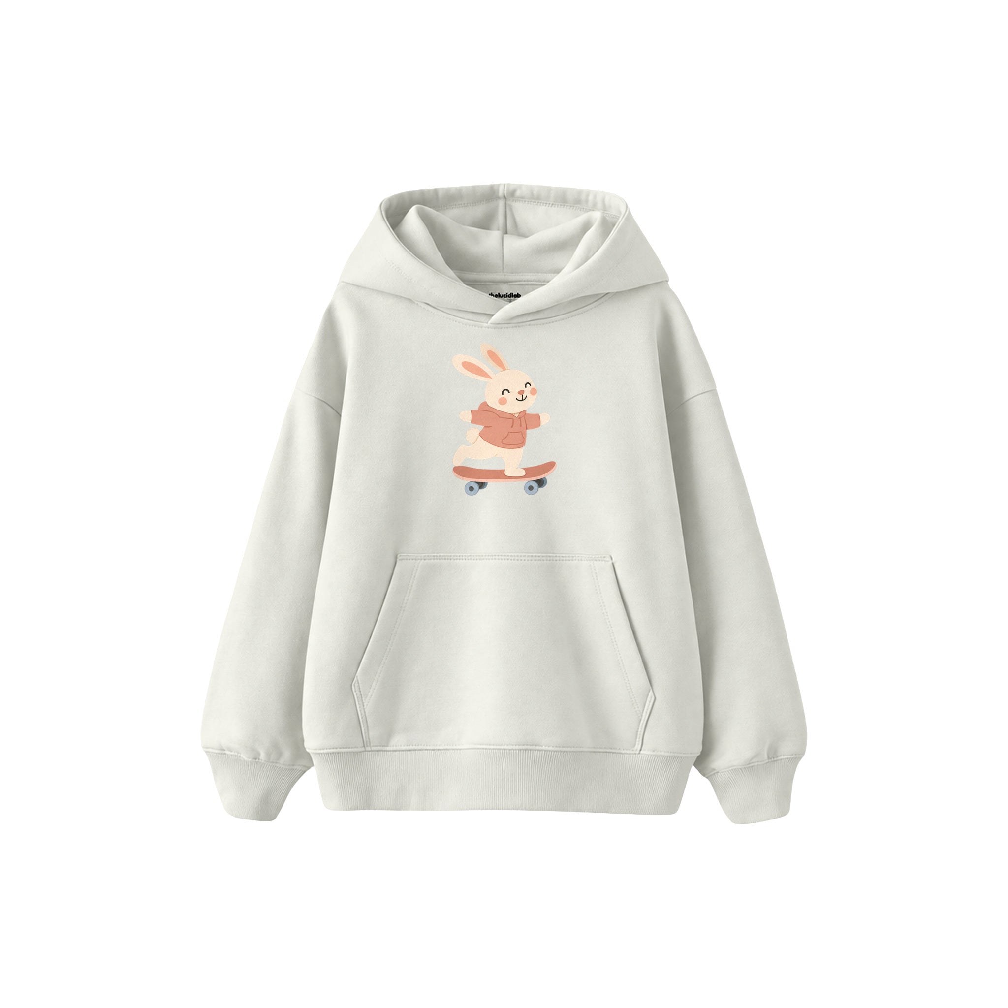 Skater Bunny Çocuk Hoodie — Beyaz — ön görünüm
