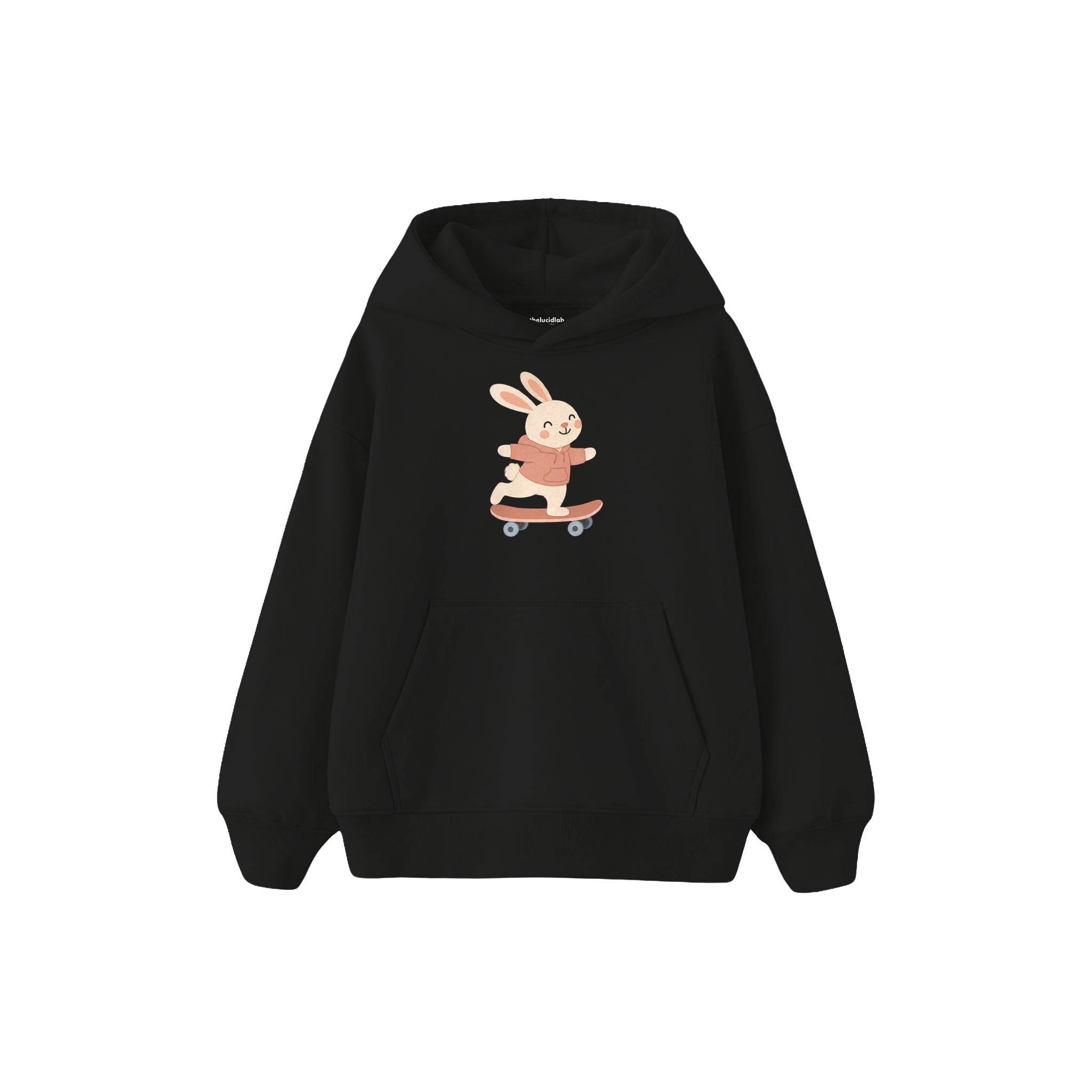 Skater Bunny Çocuk Hoodie — Siyah — ön görünüm