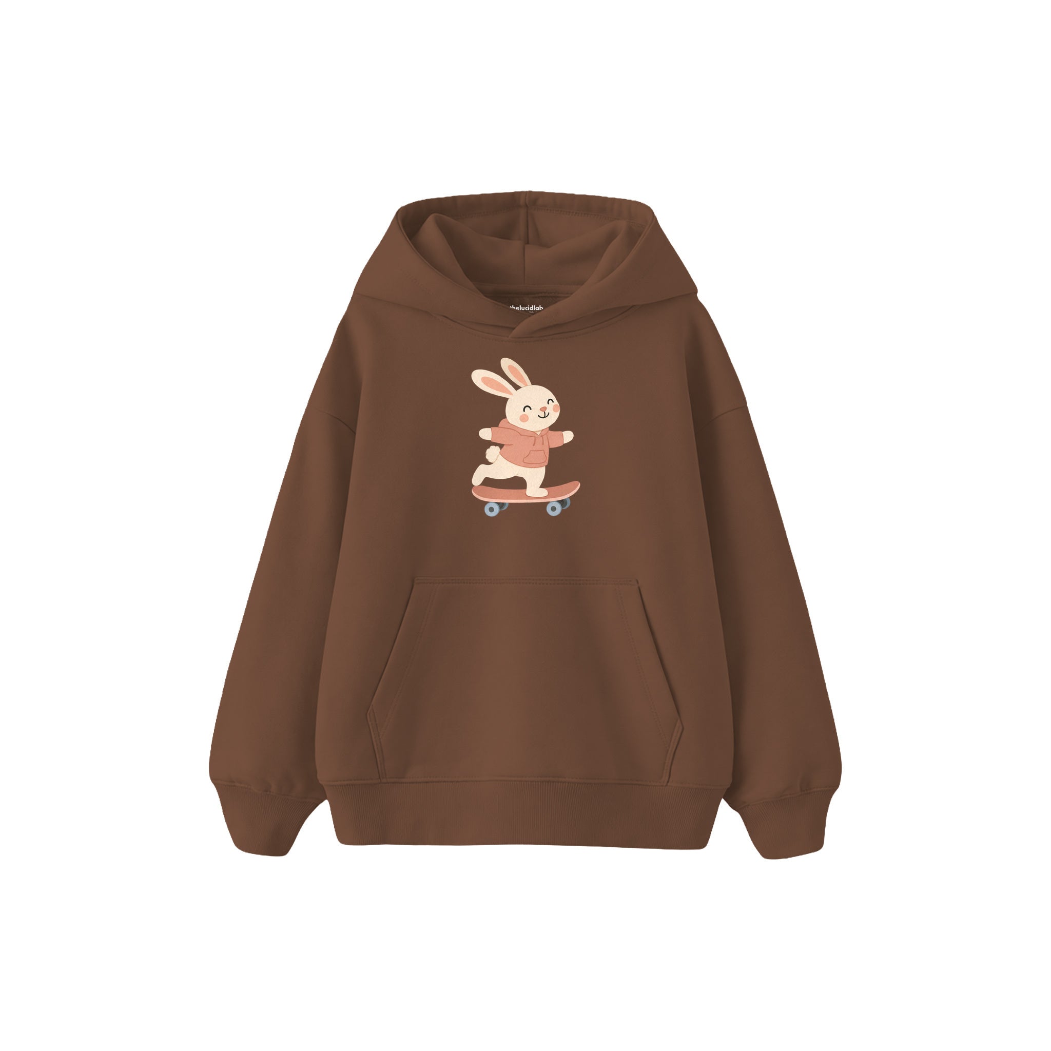 Skater Bunny Çocuk Hoodie — Kahverengi — ön görünüm