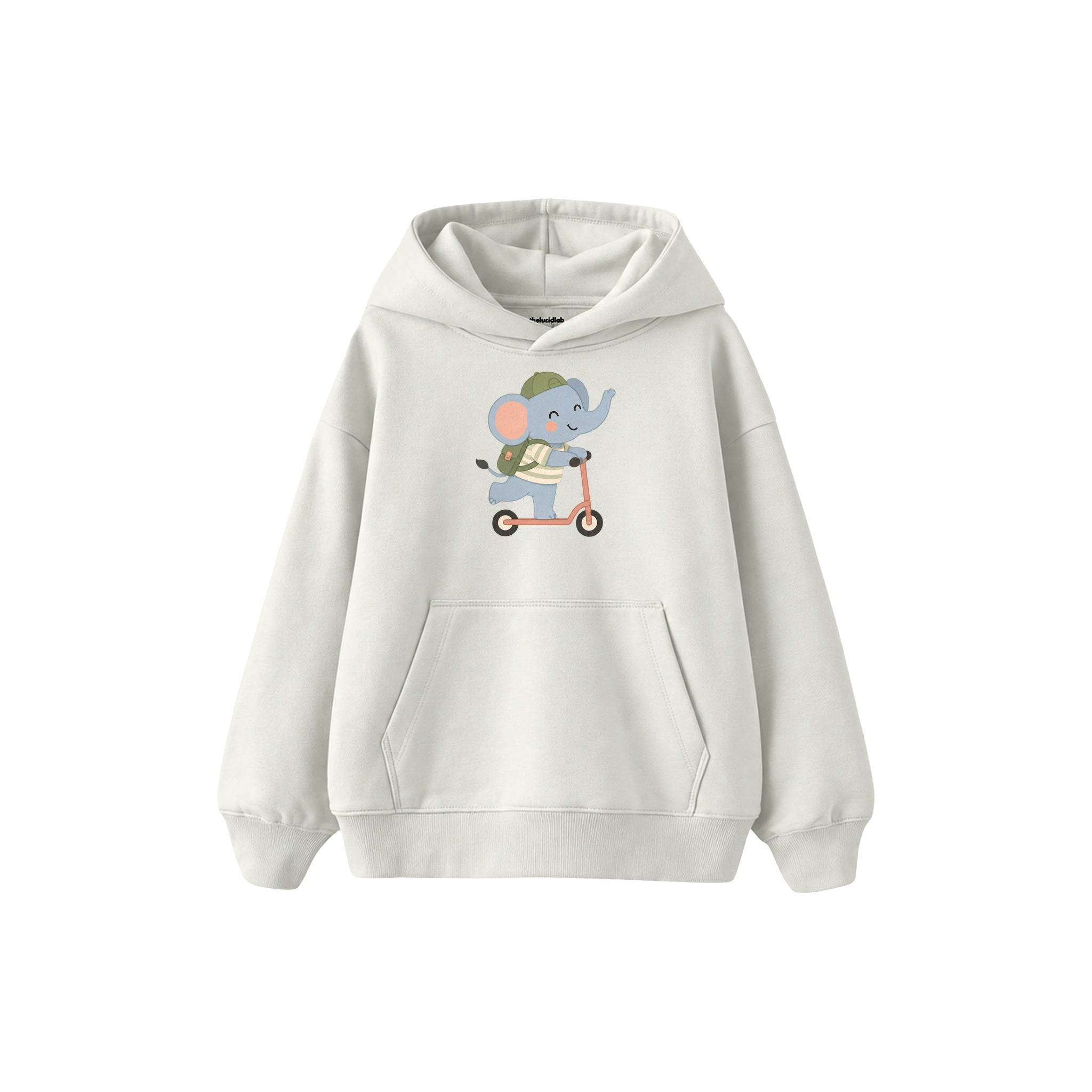 Scooter Elephant Çocuk Hoodie — Beyaz — ön görünüm