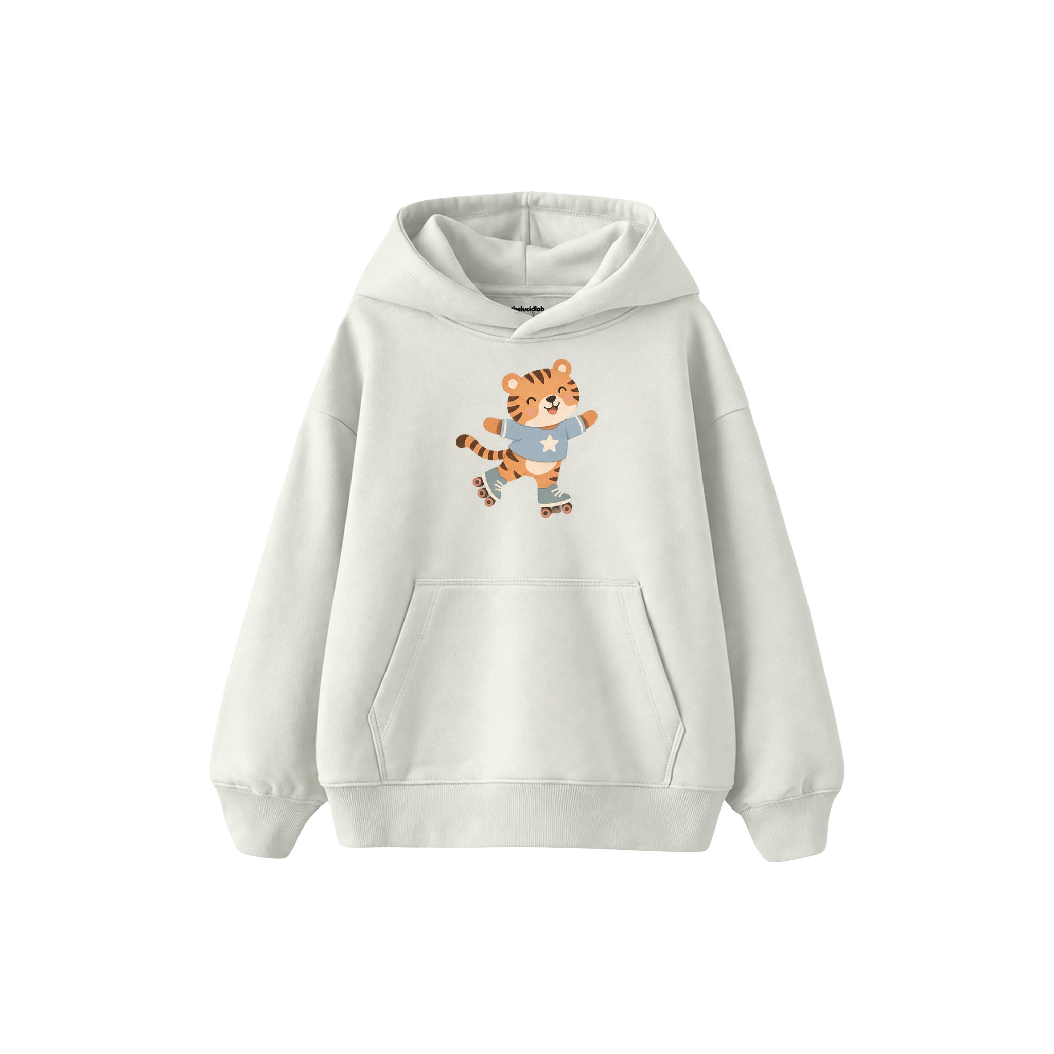 Roller Tiger Çocuk Hoodie — Beyaz — ön görünüm