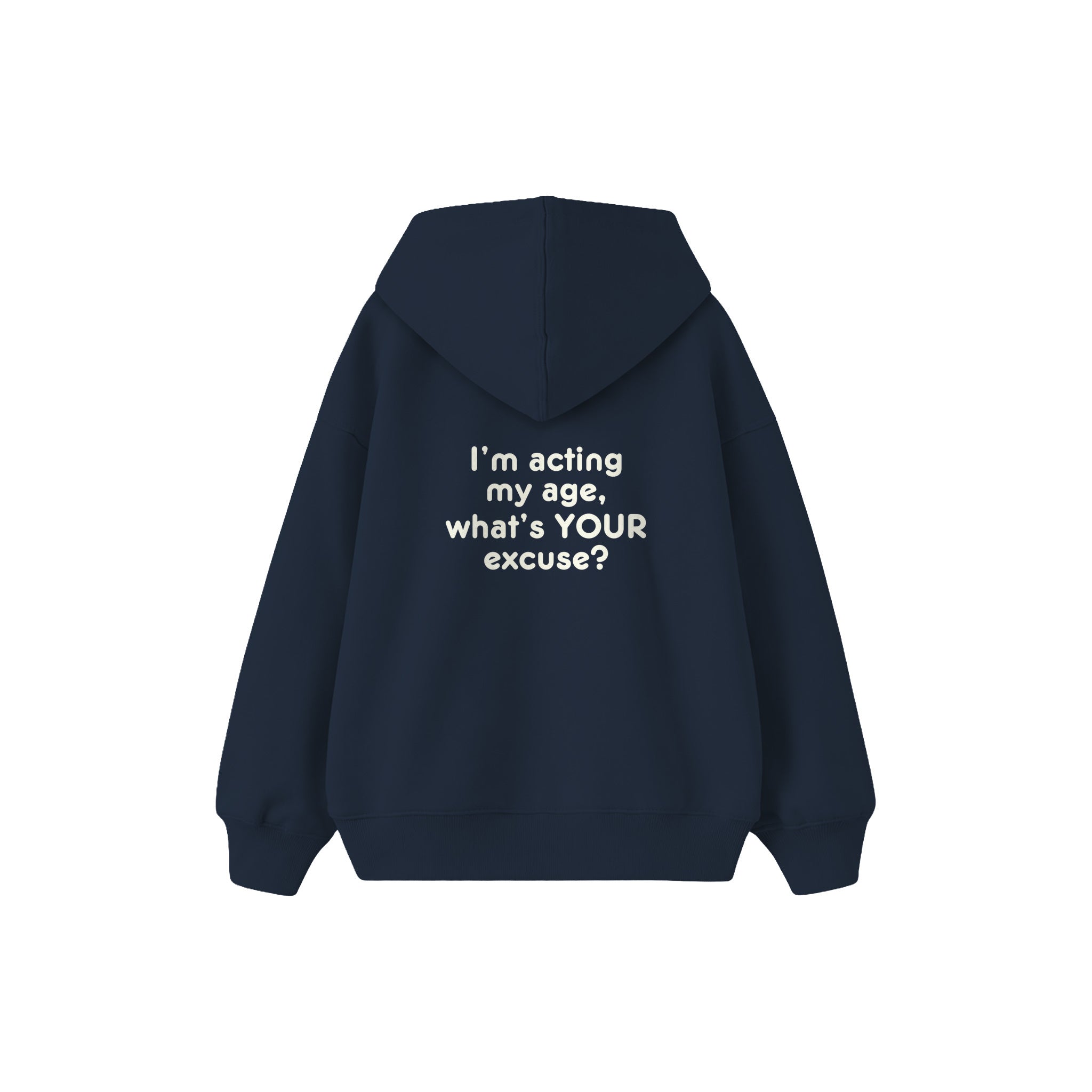 Acting My Age Çocuk Hoodie — Lacivert — arka görünüm