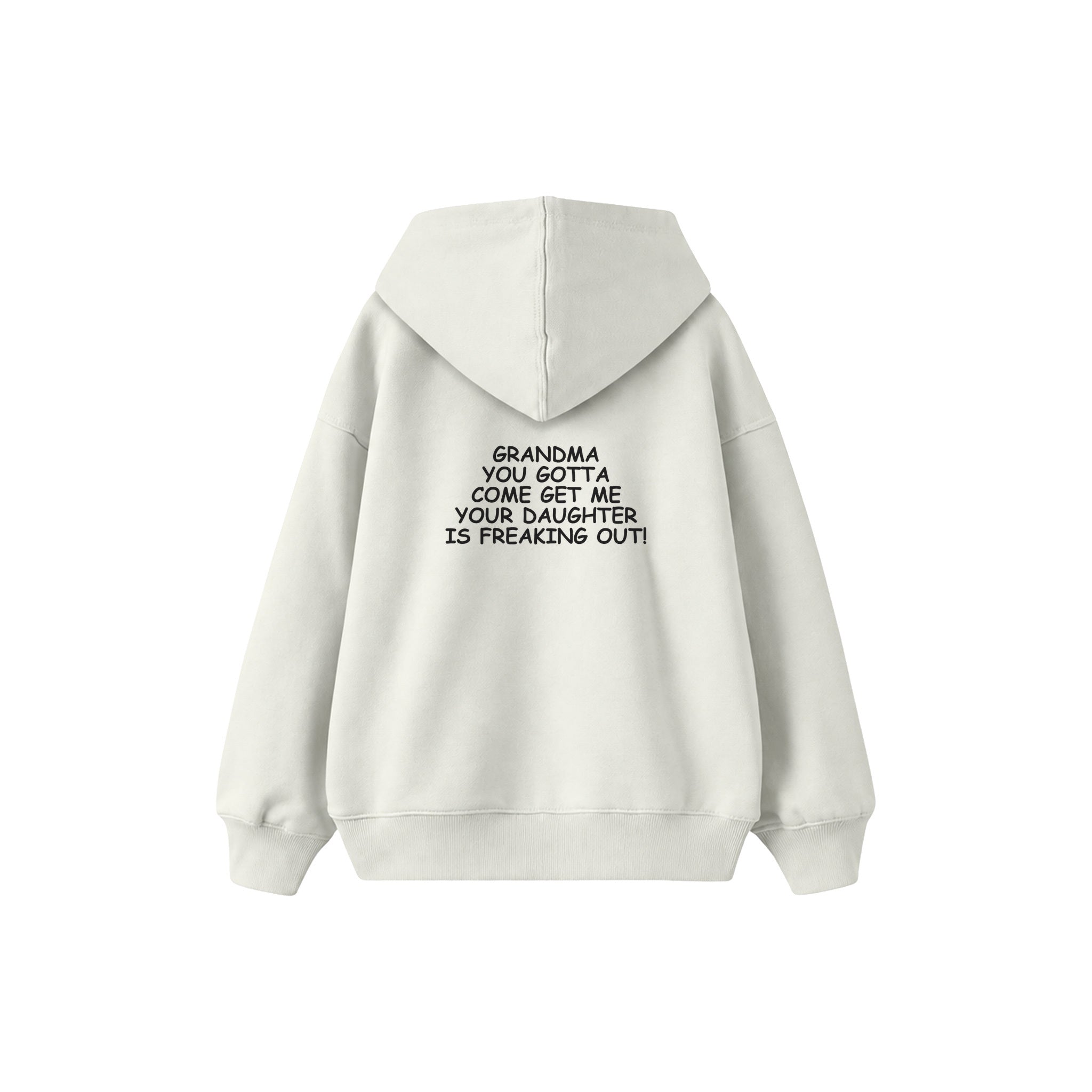 Grandma Come Get Me Çocuk Hoodie — Beyaz — arka görünüm