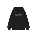 Not Today Broccoli Çocuk Hoodie — Siyah — ön görünüm