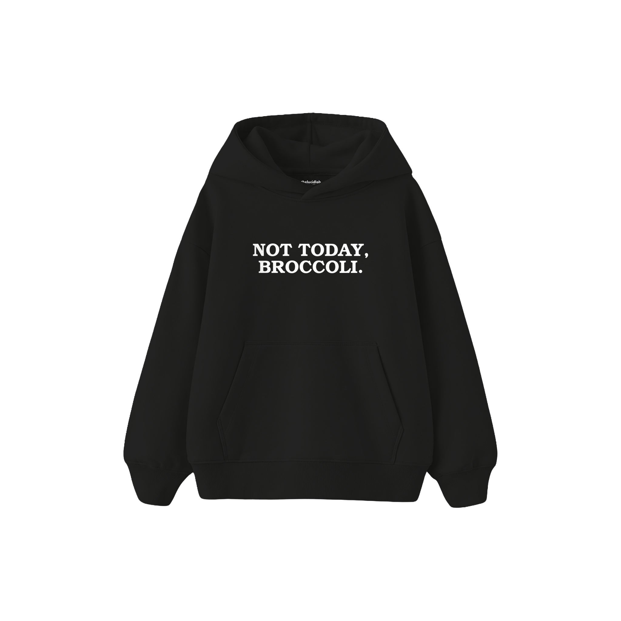 Not Today Broccoli Çocuk Hoodie — Siyah — ön görünüm